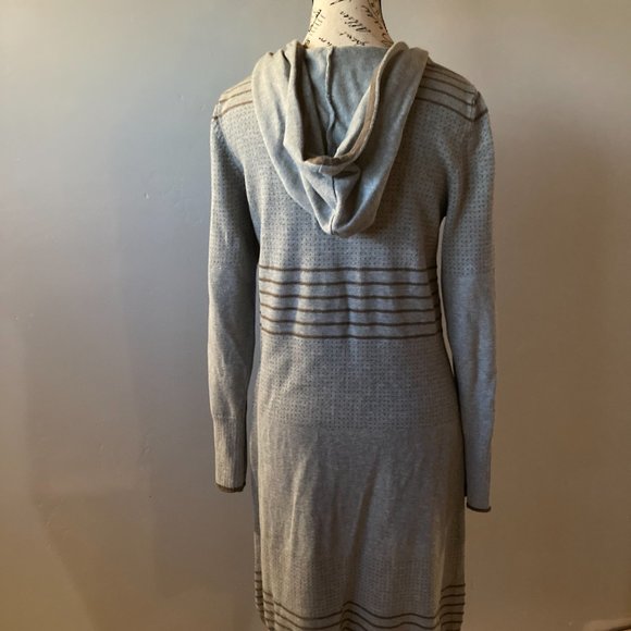 Prana Mariette Hooded Sweater Mini Dress Size M Heather Gray/Brown EC - Picture 3 of 9